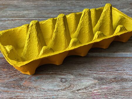 Step by step make a ship out of a recycling egg boxの写真素材