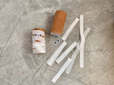 DIY cute mummy from toilet paper roll.の写真素材