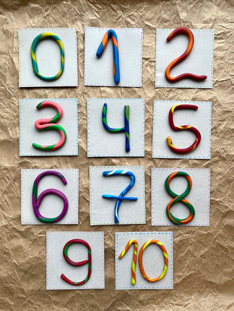 Figures numbers from plasticine from one to ten.