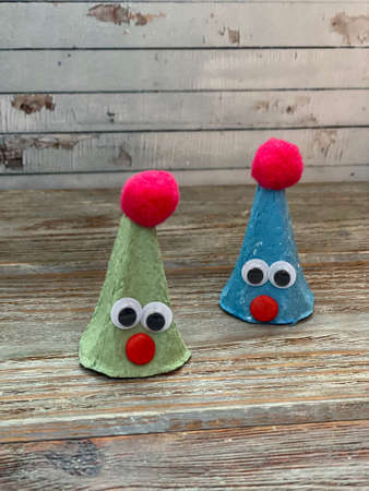 children's craft from recycling egg boxes.の写真素材