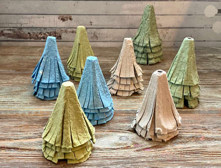 children's craft from recycling egg boxes.の写真素材