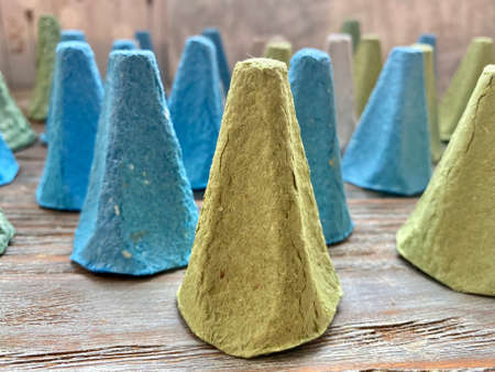 children's craft from recycling egg boxes.の写真素材