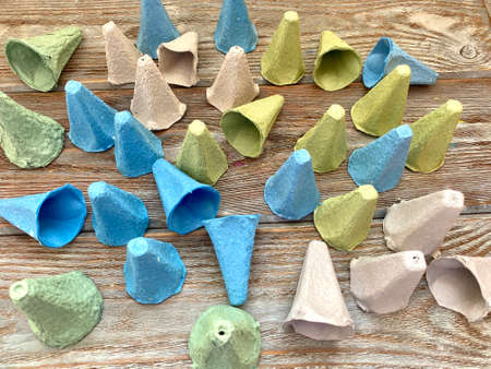 children's craft from recycling egg boxes.の写真素材