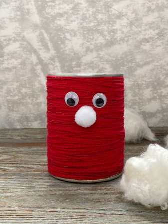 Kids craft how to make Santa Claus from recycling.の写真素材