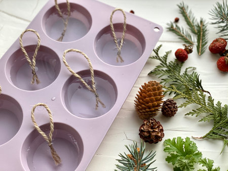 Instructions, step by step, how to make ice art, kids craftの写真素材