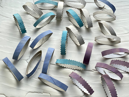 Sliced roll of toilet paper, kids craft.