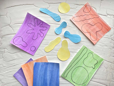 Children's creativity, crafts made of colored paper - viruses and bacteria.の写真素材