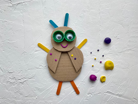 Master class training application made of cardboard cute bug.の写真素材