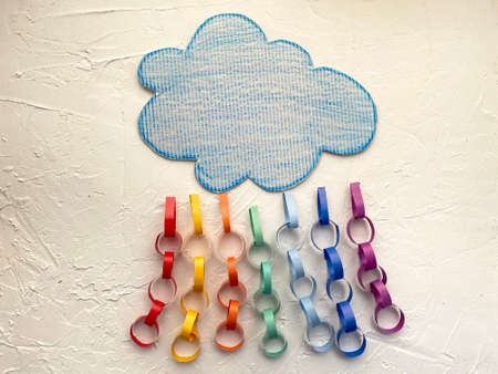 cloud application made of paper and cardboard, kids DIYの写真素材