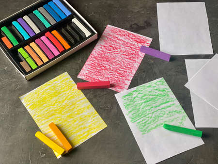 Draw funny monsters on paper with a pencil. Lesson learning for children.の写真素材