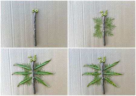 Butterfly made of natural material, DIY for children.の写真素材