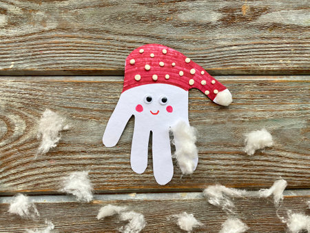 hand made christmas gnome, step by step how to make kids craftsの写真素材