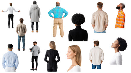 Diverse People Are Standing And Looking Away Individuals Showcase Different Body Language Poses