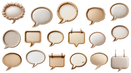 Wooden Speech Bubbles Offer Unique Communication Vintage Frames Present Interesting Text Optionsの写真素材