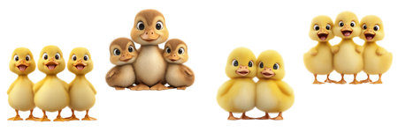 Golden, fluffy ducklings huddle together, radiating warmth and innocence, ideal for conveying family, companionship, or springtime themes.の写真素材