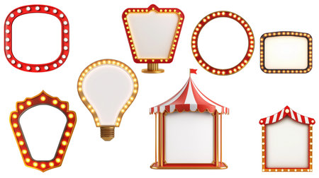 Radiant retro frames evoke a vintage carnival, dazzling stage show, or classic cinema, brimming with nostalgic charm and excitement.の写真素材
