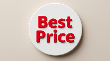 Radiant assurance, a crisp white button boldly proclaims Best Price, evoking feelings of satisfaction and smart shopping, ideal for sales promotions, discounts, and value-driven marketing.の写真素材