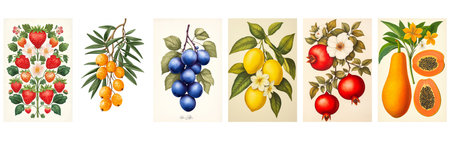 Radiant vintage botanical illustrations evoke a vintage charm, perfect for culinary arts, wellness branding, or adding a touch of natural beauty to any project.の写真素材