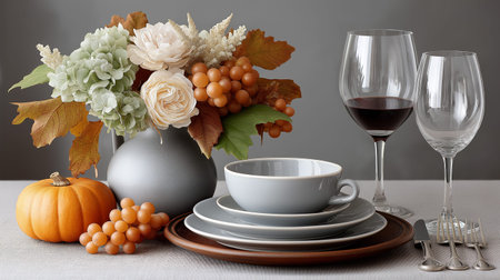 Autumns embrace, a still life of cozy abundance, evokes warmth and gratitude, perfect for...