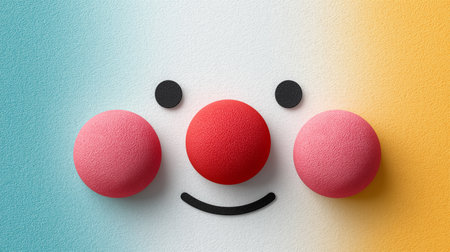 Happy Clown Face Brings Joyful Moments Always Colorful Face Shows Brightness And Cheerfulnessの写真素材