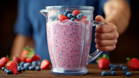 Fresh Berries Create A Delicious Summer Smoothie Healthy Breakfast Starts With Vibrant Fruit Blendの写真素材
