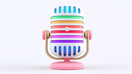 Retro Microphone Captures Perfect Audio Quality Vintage Microphone Amplifier Creative Expressionの写真素材