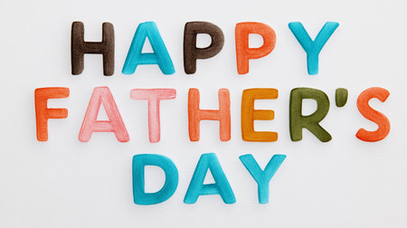 Happy Fathers Day Colorful Lettering Celebration Celebrate Fathers Day With Bright Typographyの写真素材