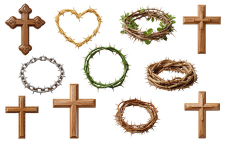 Religious Symbols Represent Faith Hope And Sacrifice Christian Icons Illustrateの写真素材