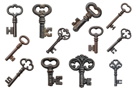 Ancient Keys Unlock Forgotten Secrets And Mysteries Vintage Keys Represent Past Opportunitiesの写真素材