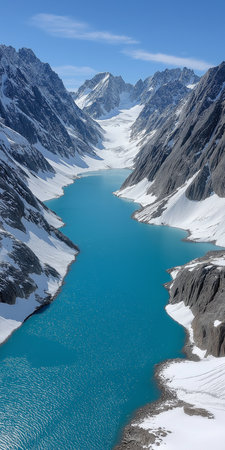 Majestic Mountains Reflect Upon Turquoise Water Dramatic Glacier Landscape Dominates Alpine Valleyの素材