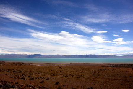 View next to El Calafate on the way to Perito Morenoの写真素材