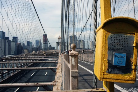 View of the Brooklyn bridge in New Yorkの写真素材