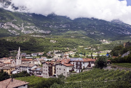 Typical village in the northern Italy mountains next to the city Trentoの写真素材