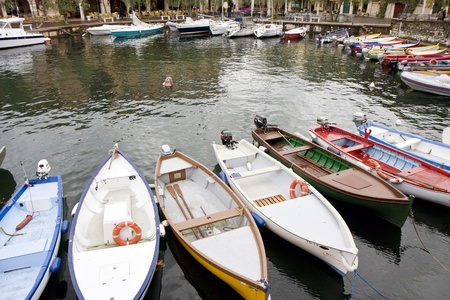 Small harbor in Brenzone on the Garda lake in Italyのeditorial素材