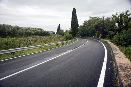 A road up the hill next to the Garda lake in Italy