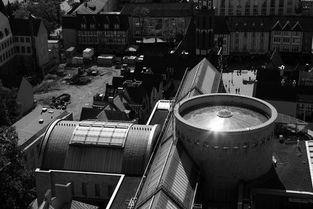 Aerial view of modern buildings in Frankfurt, Germanyのeditorial素材
