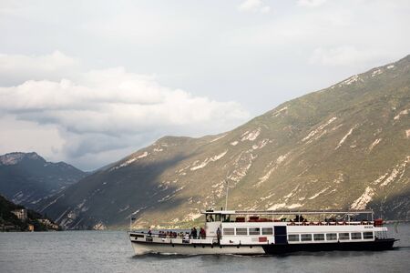 The Garda lake in Italy and the mountainsのeditorial素材