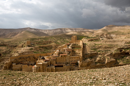 Marsaba monastery in the Judean desert in Israelの写真素材