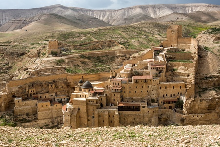 Marsaba monastery in the Judean desert in Israelの写真素材
