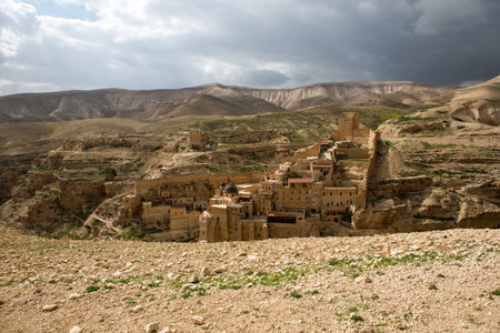 Marsaba monastery in the Judean desert in Israelの写真素材