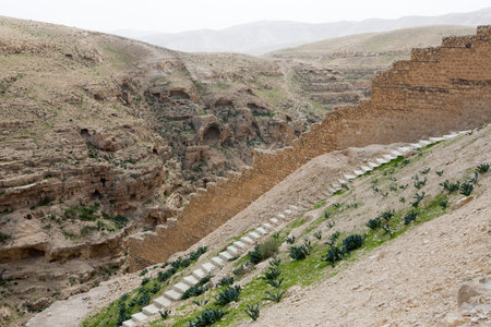 Marsaba monastery in the Judean desert in Israelの写真素材