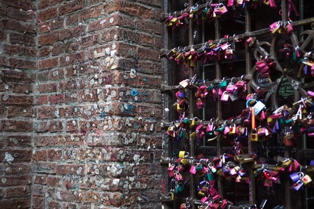 A wall with locks in Yulia's house, Veronaのeditorial素材