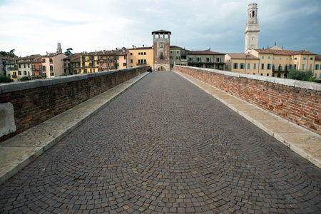 Saint Peter bridge and Adige river in Verona, Italy