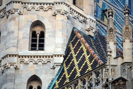 Stephansdom church tower in Vienna, Austriaの写真素材