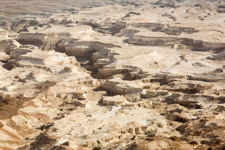 View to the Judean desert from Masada fortress, Israel