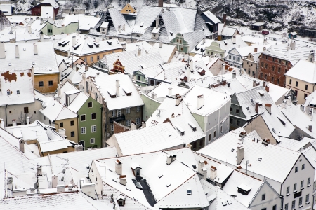 ÄeskÃ½ Krumlov city lansdcape vew in Winter のeditorial素材