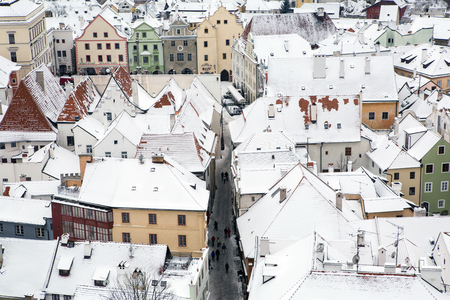 ÄeskÃ½ Krumlov city lansdcape vew in Winter のeditorial素材