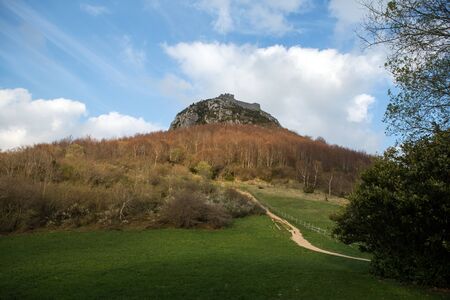 Montsegur castle and mountain in  French Pyreneesのeditorial素材