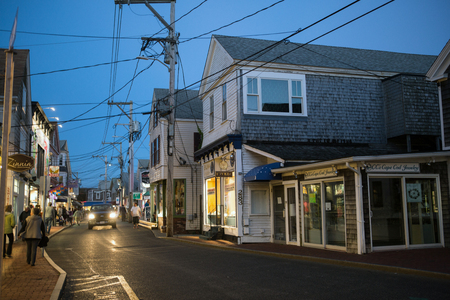 View at Provincetown city to the shops and galleries on the streetのeditorial素材