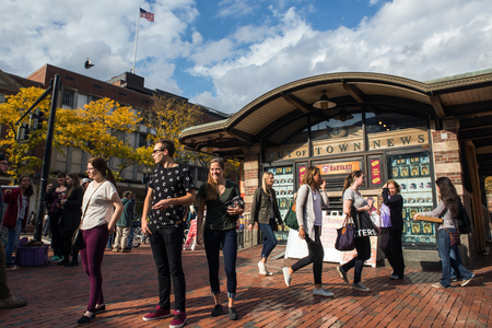 View of a street  in Cambridge, MAのeditorial素材